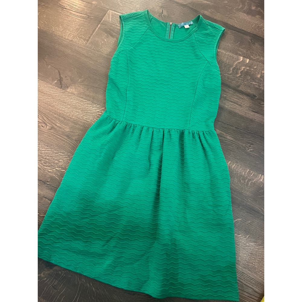 Pim + Larkin Green Fit & Flare Dress Textured Sleeveless Casual Party M